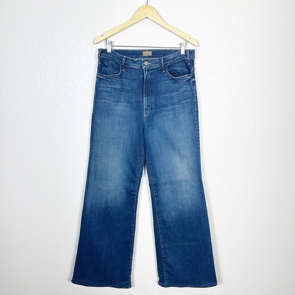 MOTHER Size 34 The Hustler Roller Heel Wide Leg Jeans in High Fidelity Wash